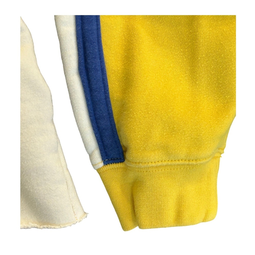 Levis Womens Cropped Hoodie Yellow Blue White Striped Sleeve Pullover Size M - Picture 4 of 10